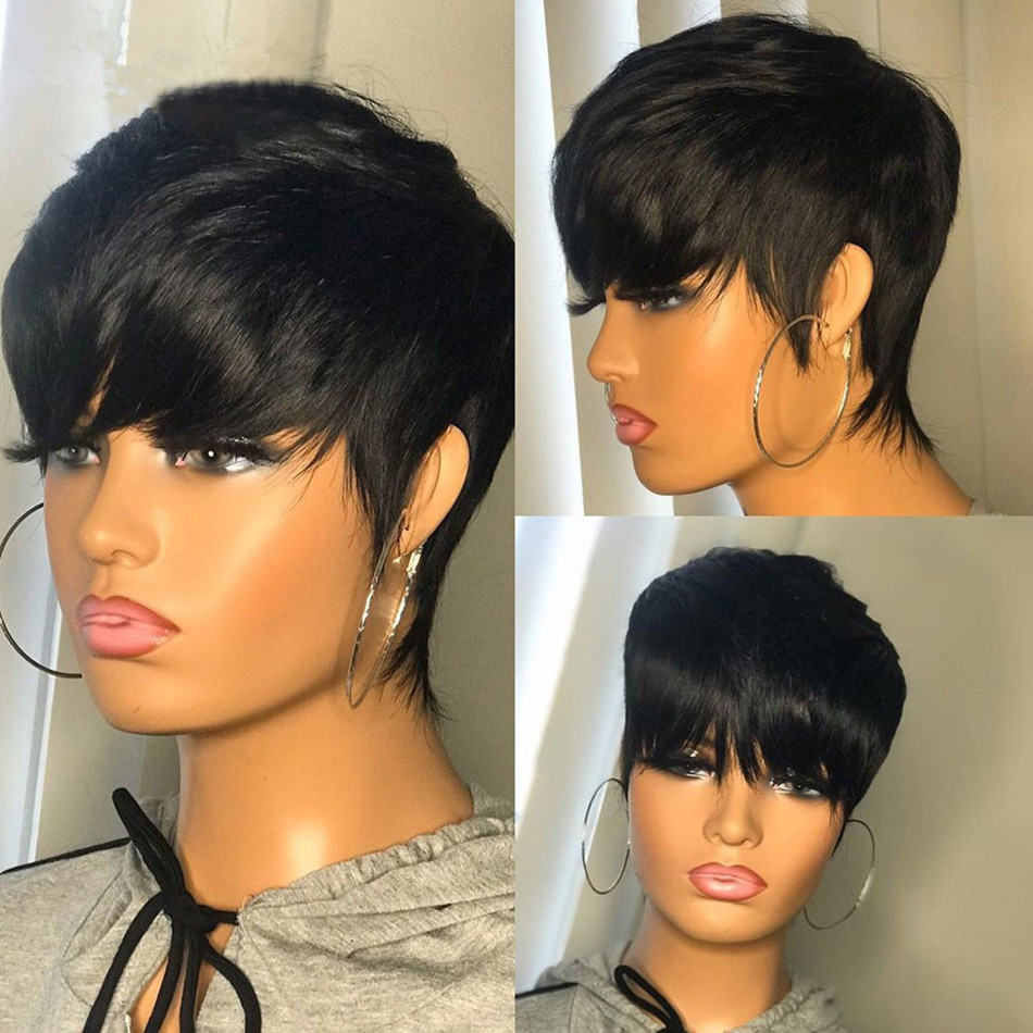 Short Pixie Cut Wig Human Hair Cheap - Wig rambut manusia pendek model pixie
