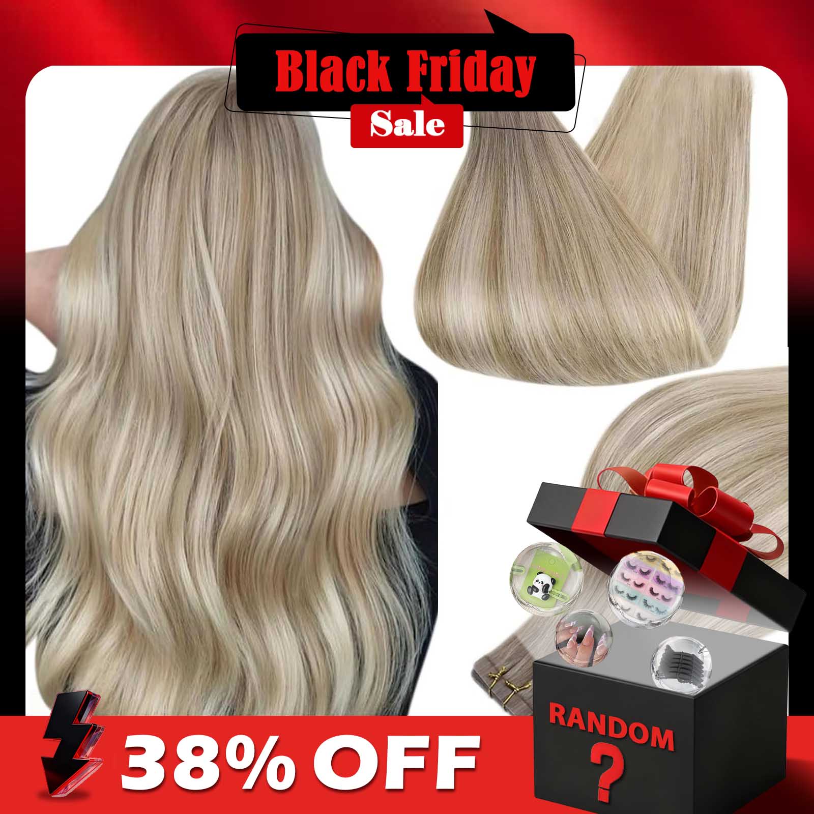 Invisible Tape In Extensions Real Hair - Pita rambut asli bersinar penuh pada