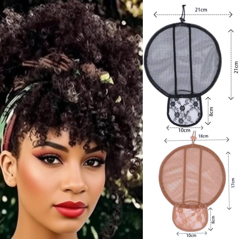 Drawstring Afro Curly Puff Ponytail - Jaring Rambut Afro Puff 17cm dengan