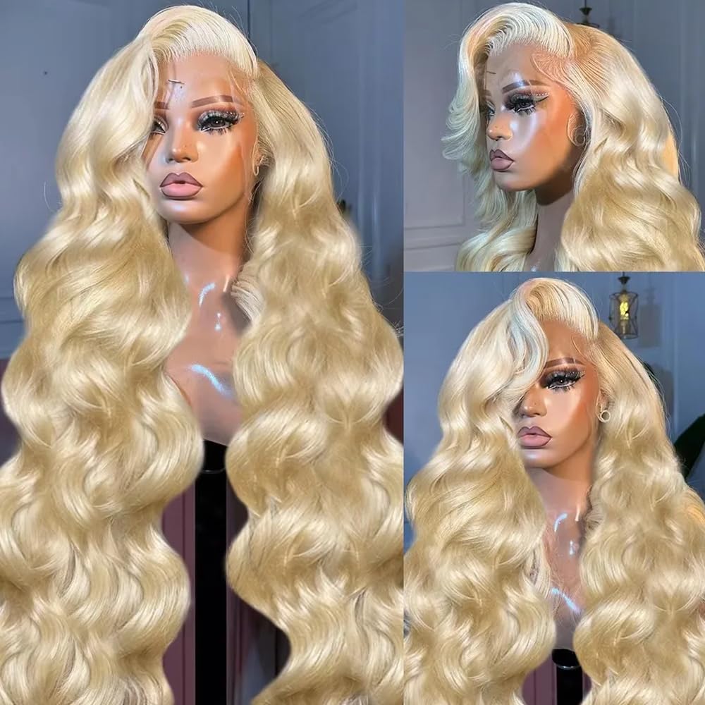 613 Blonde Body Wave Lace Front Wig - # Wig Rambut Manusia 613 Body