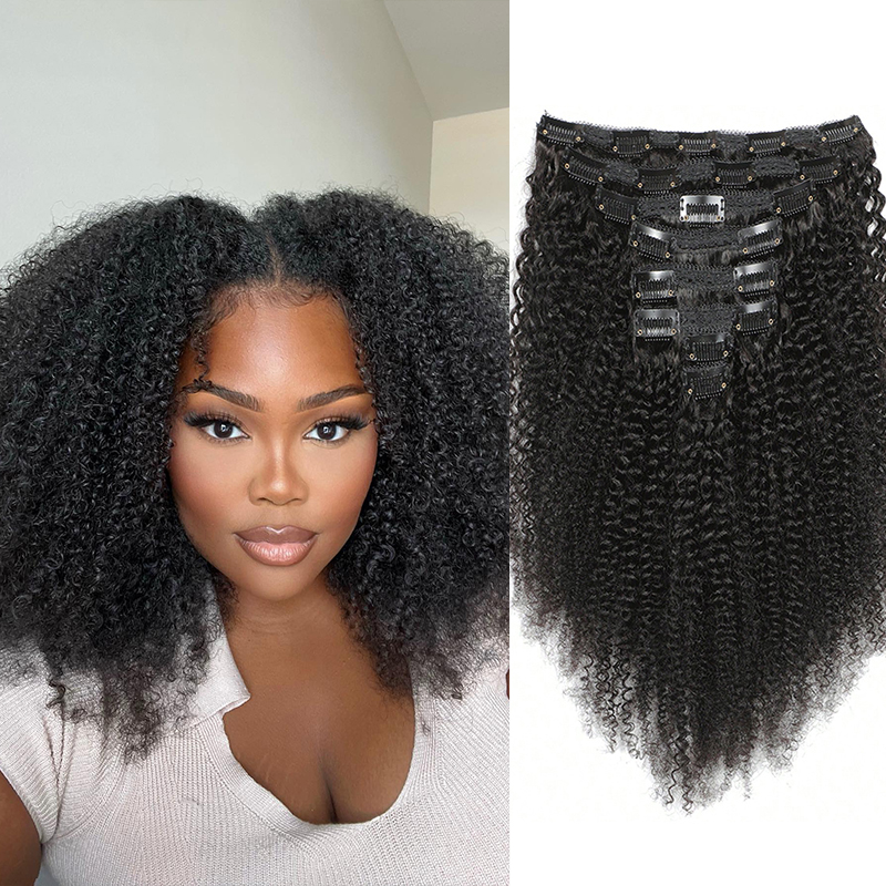 Seamless Clip In Hair Extensions Human Hair - Afro klip rambut manusia ekstensi 100%