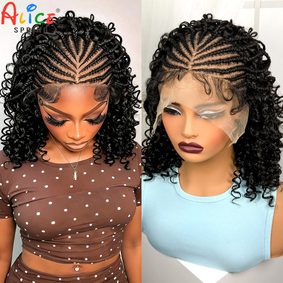 Synthetic Braided Wigs For Black Women - Wig kepang cornrow alami 16 inci,