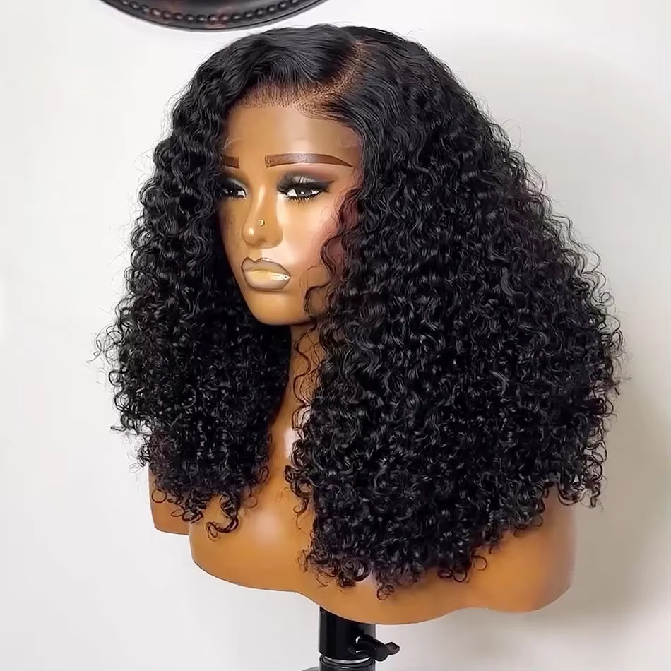 Glueless Wear And Go Human Hair Wig - Wig Bob Pendek Keriting 230% 13x4