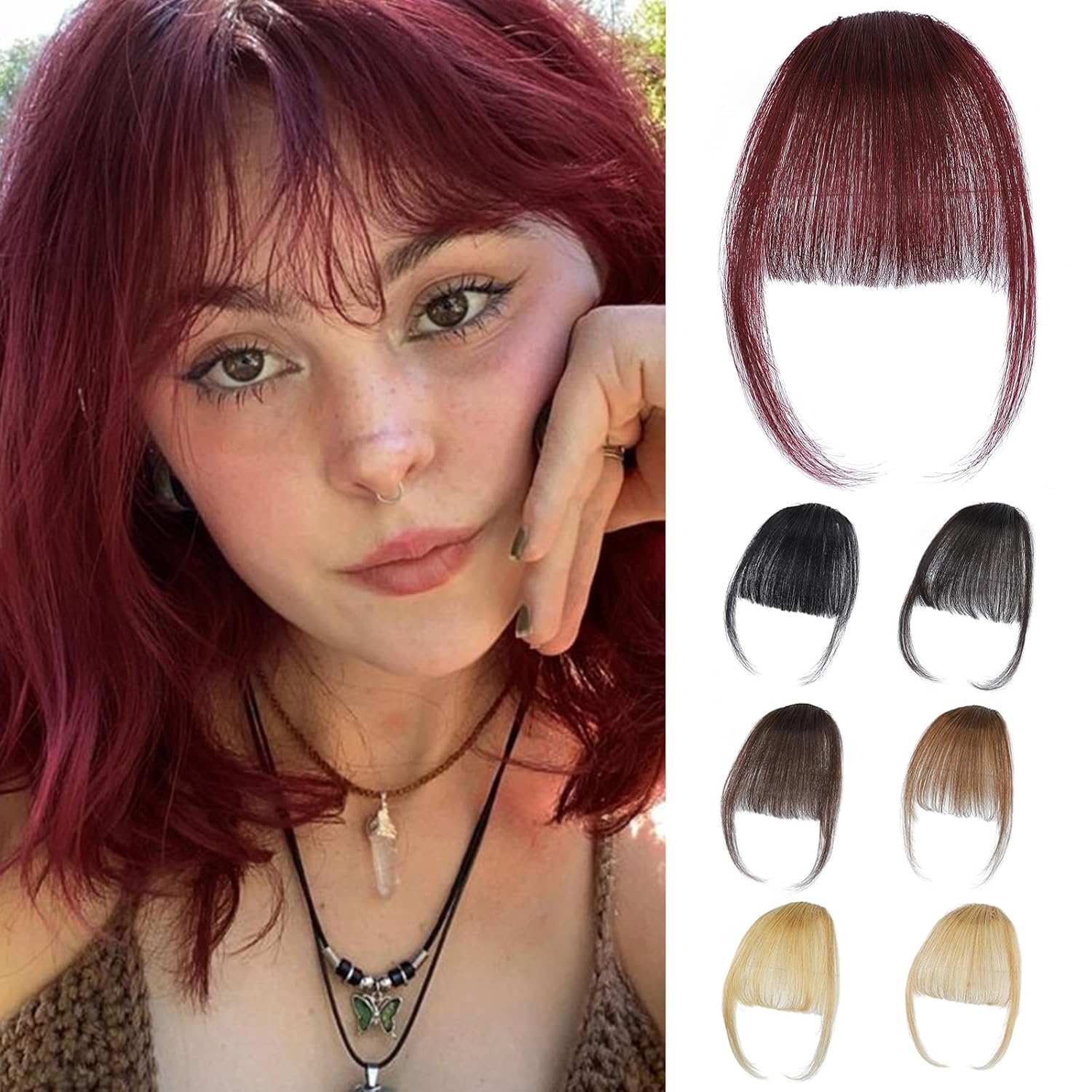Seamless Clip In Hair Extensions Human Hair - Klip Burgundy di poni rambut manusia