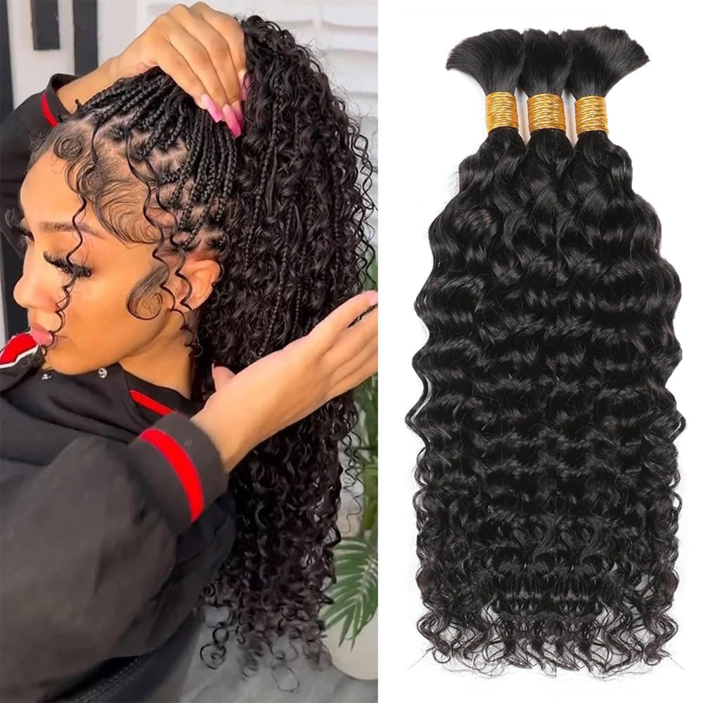 Rambut Kepang Manusia Water Wa - Water Wave Bulk Human Hair For Braiding ulasan dan harga