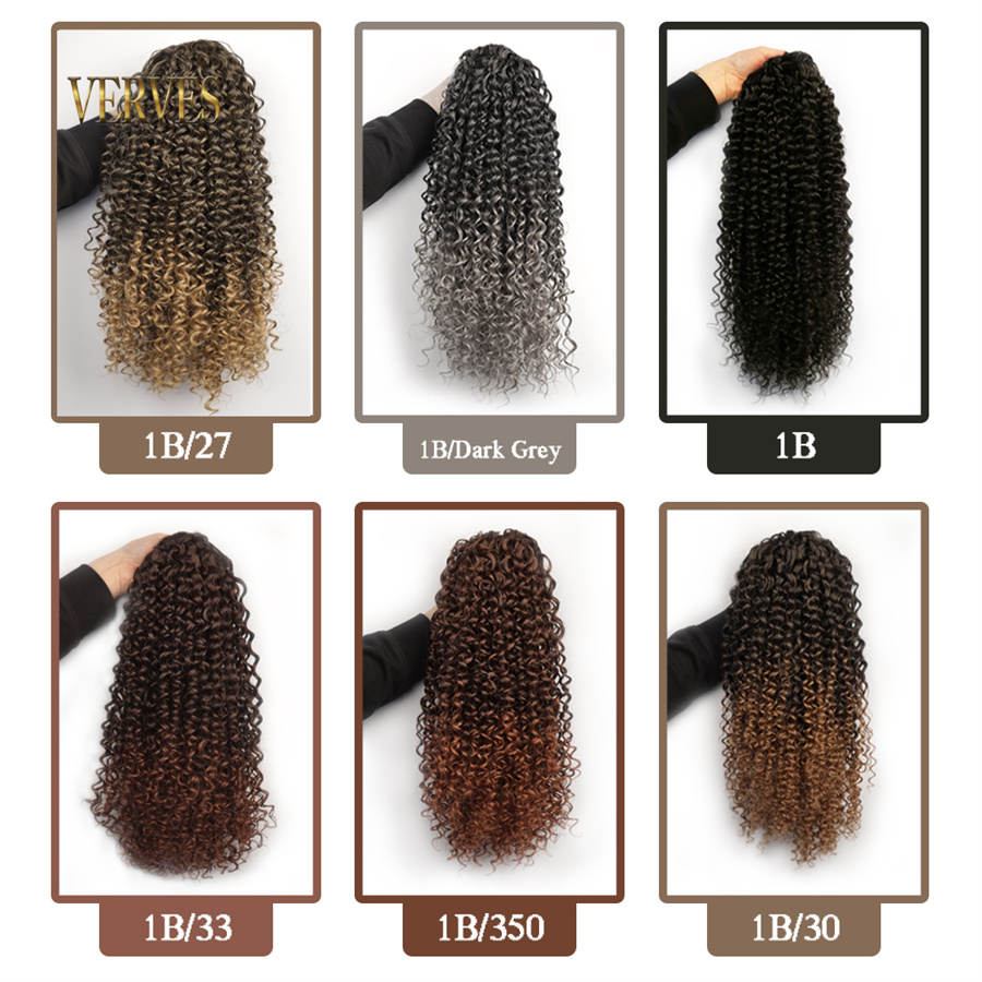 VERVES Sintetis Serut Puff Eko - Drawstring Afro Curly Puff Ponytail ulasan dan harga