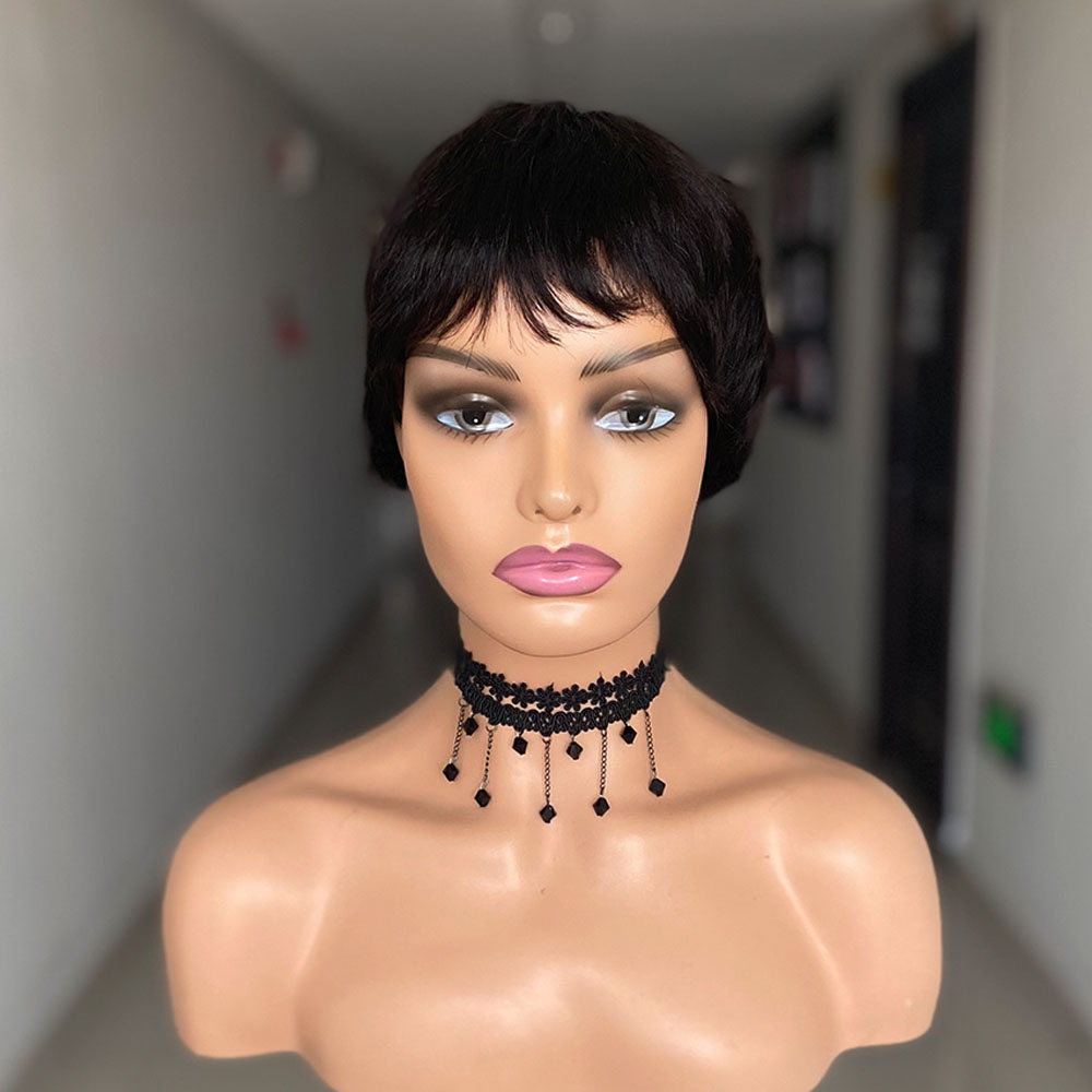 Wig Rambut Manusia Lurus Pende - Short Pixie Cut Wig Human Hair Cheap ulasan dan harga