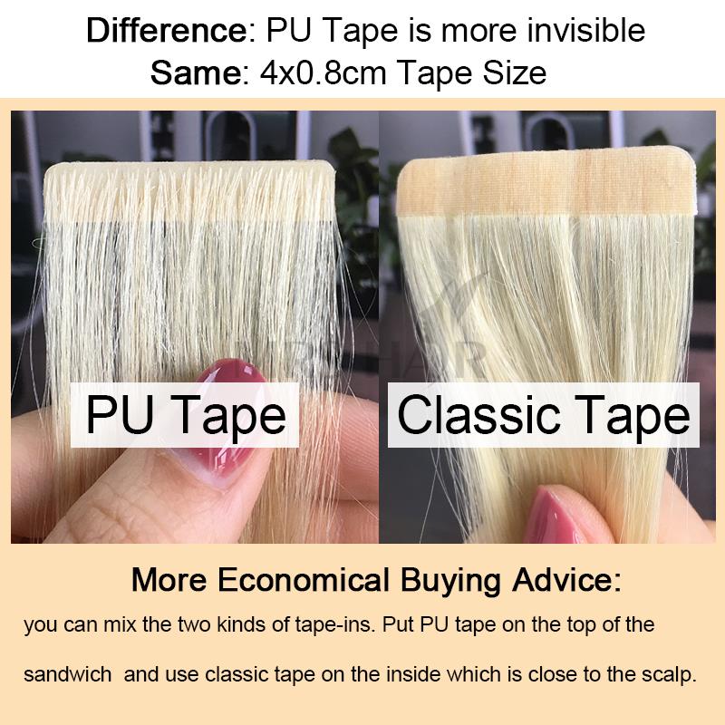 #60 pita tak terlihat pirang P - Invisible Tape In Extensions Real Hair ulasan dan harga