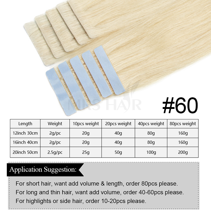 #60 pita tak terlihat pirang P - Invisible Tape In Extensions Real Hair ulasan dan harga