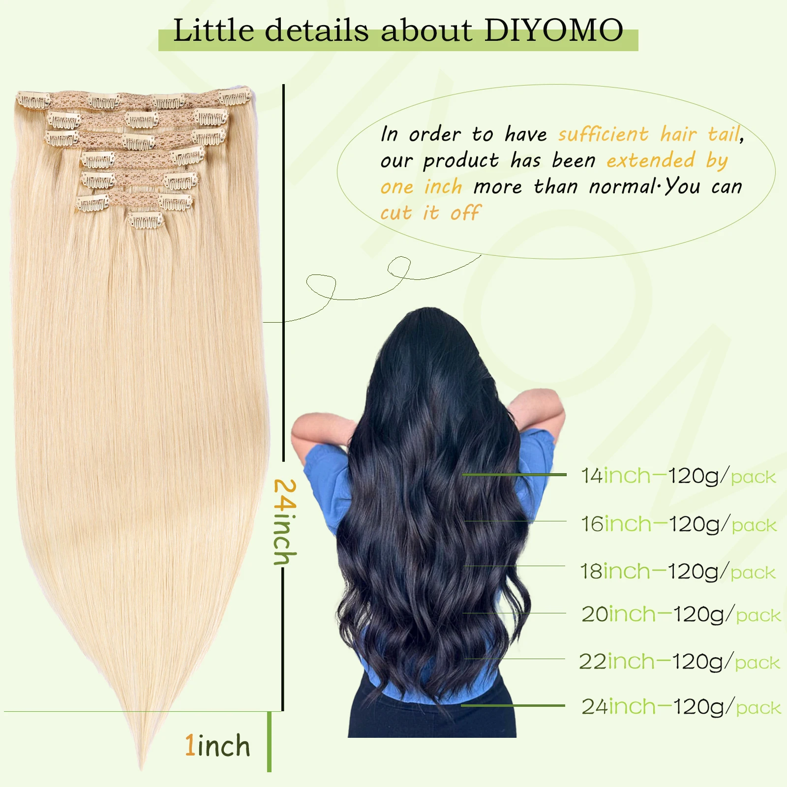 Ekstensi Rambut Clip-In PU Hit - Seamless Clip In Hair Extensions Human Hair ulasan dan harga