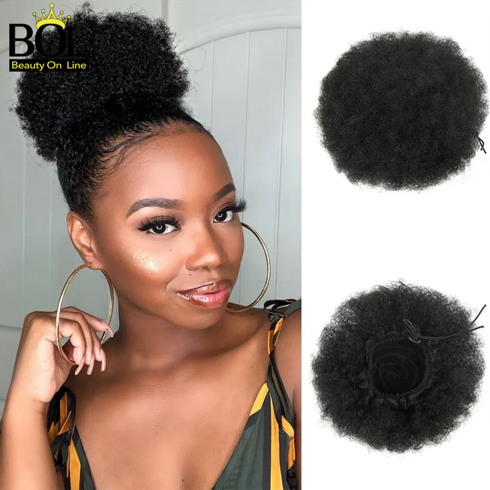 Ekstensi Rambut Afro Puff Draw - Drawstring Afro Curly Puff Ponytail ulasan dan harga
