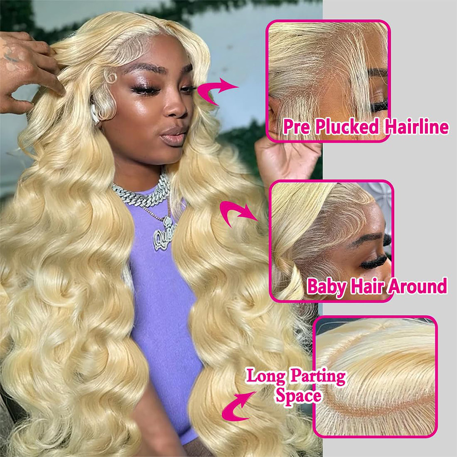 Wig Rambut Asli 13x6 Hd Lace F - 613 Blonde Body Wave Lace Front Wig ulasan dan harga