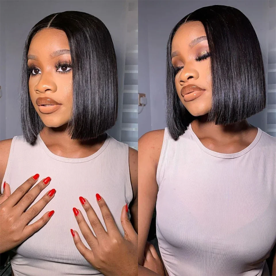 Wig Bob Pendek Lurus Rambut Ma - Glueless Wear And Go Human Hair Wig ulasan dan harga