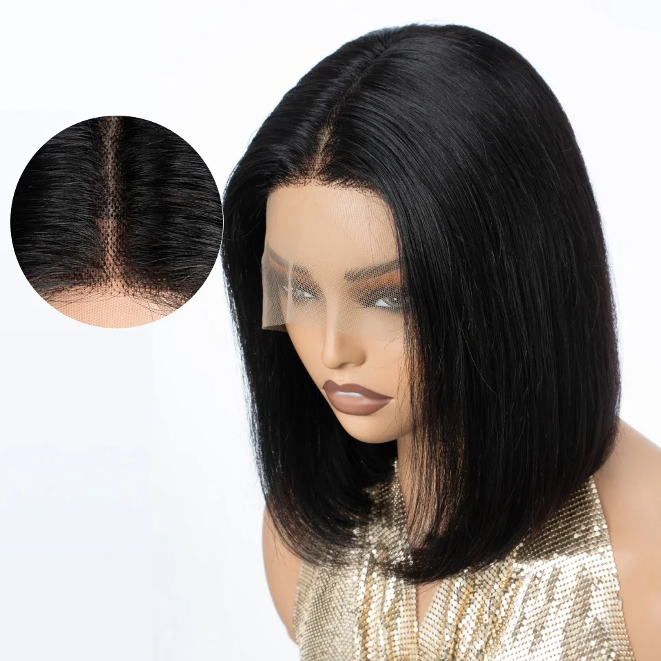 Wig Bob Pendek Lurus Rambut Ma - Glueless Wear And Go Human Hair Wig ulasan dan harga