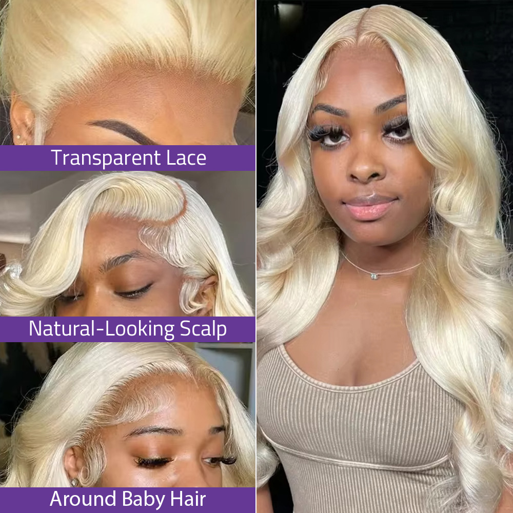 Wig Rambut Asli Brasil 13x4 13 - 613 Blonde Body Wave Lace Front Wig ulasan dan harga