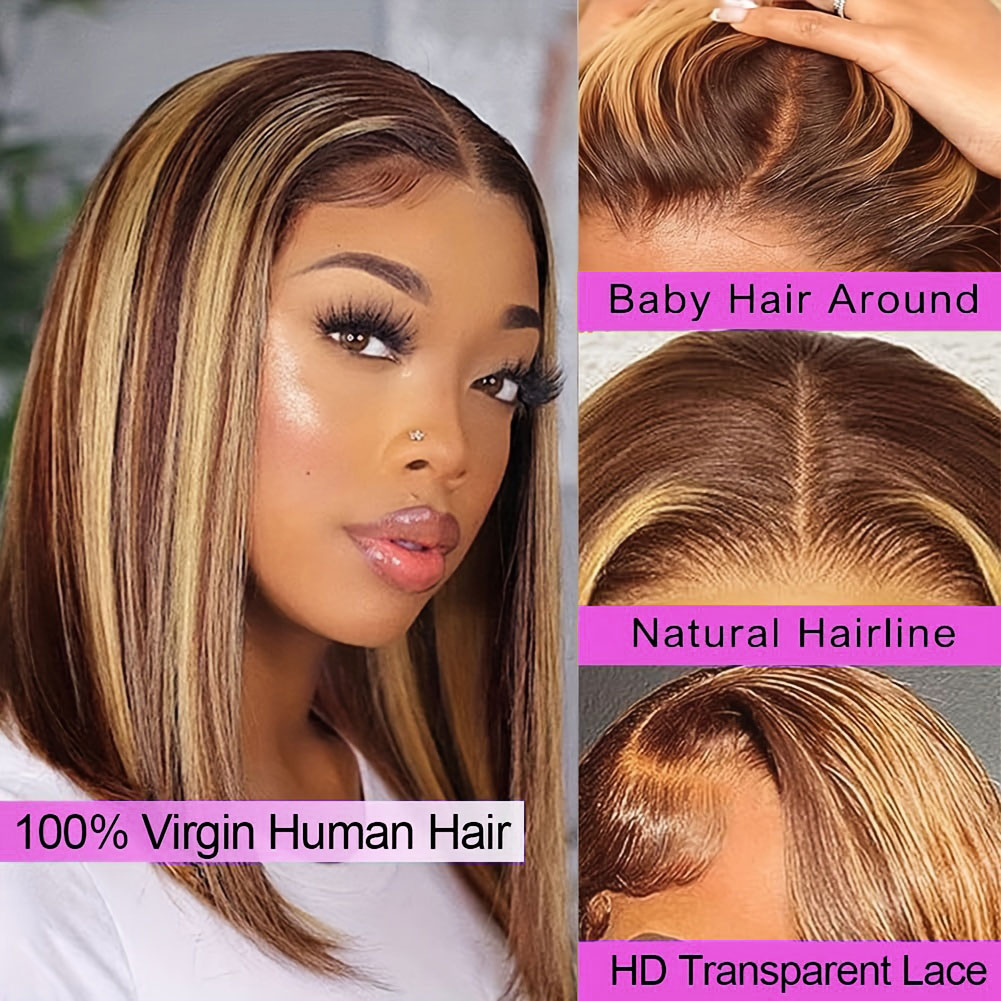 Wig Bob Pendek Lurus Rambut As - Glueless Wear And Go Human Hair Wig ulasan dan harga