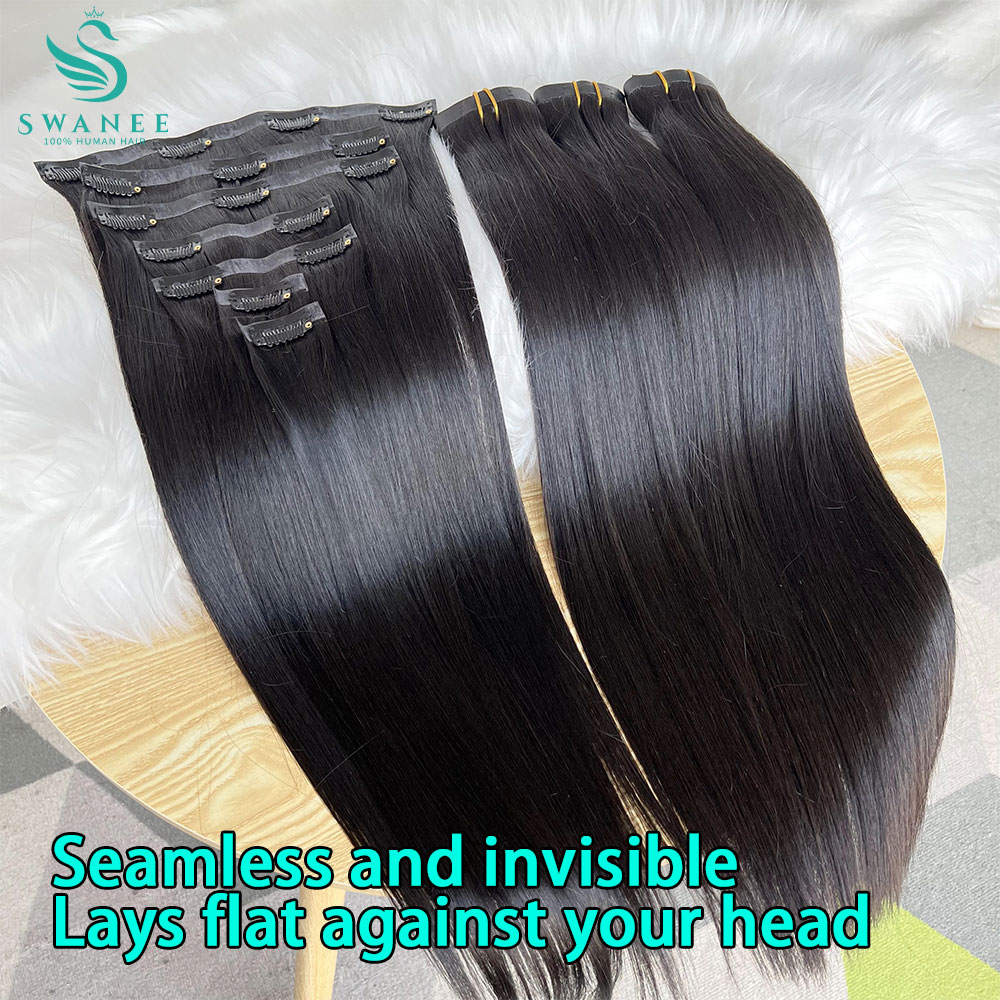 Ekstensi Rambut Manusia 100% 1 - Seamless Clip In Hair Extensions Human Hair ulasan dan harga