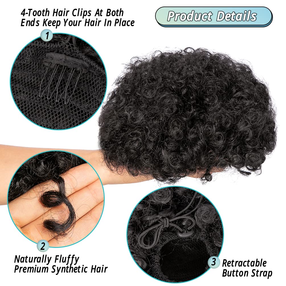 Ekor kuda serut Puff Afro sint - Drawstring Afro Curly Puff Ponytail ulasan dan harga