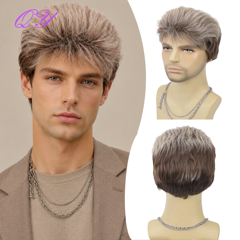 Wig Sintetis Pendek Cokelat Fl - Synthetic Wigs ulasan dan harga