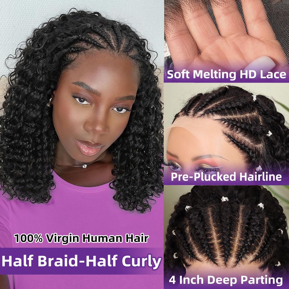 Wig Bob Cornrow Braid Rambut M - Glueless Wear And Go Human Hair Wig ulasan dan harga