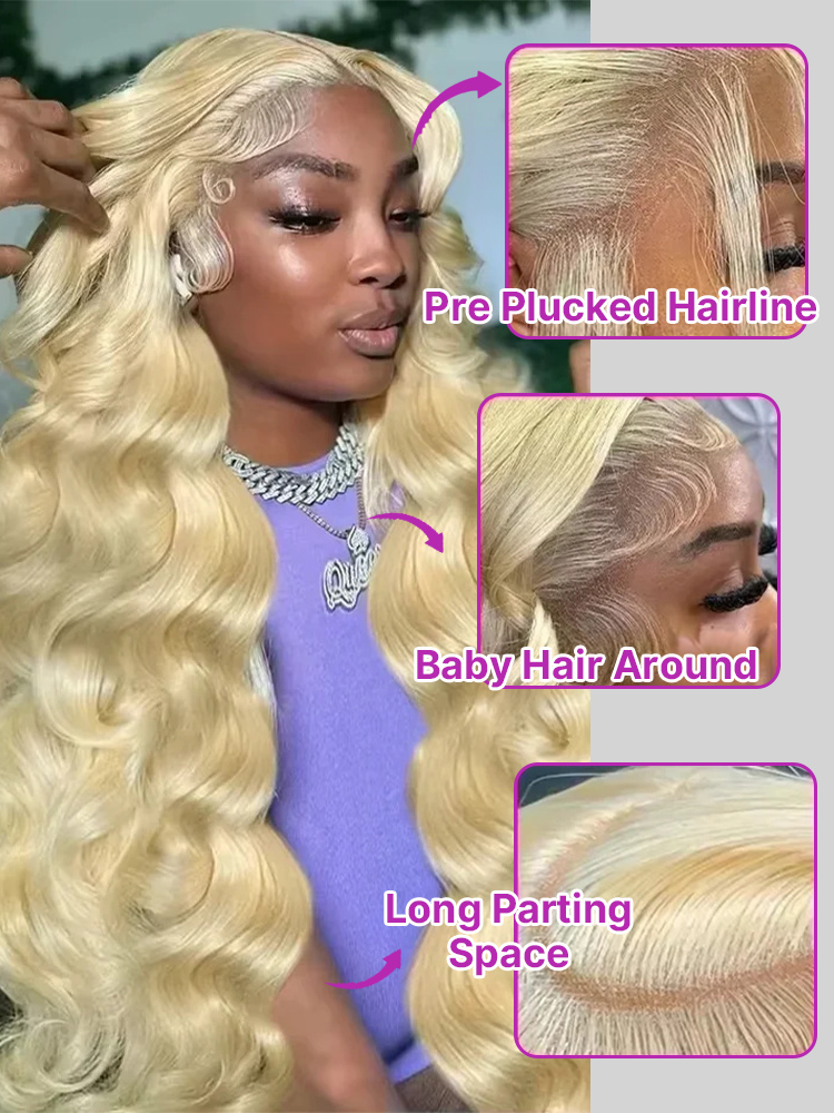 Wig Rambut Manusia Pirang Madu - 613 Blonde Body Wave Lace Front Wig ulasan dan harga