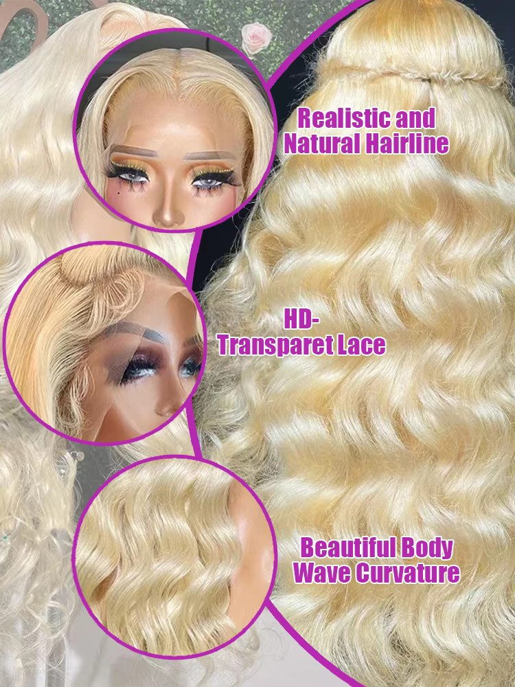 Wig Rambut Manusia Pirang Madu - 613 Blonde Body Wave Lace Front Wig ulasan dan harga