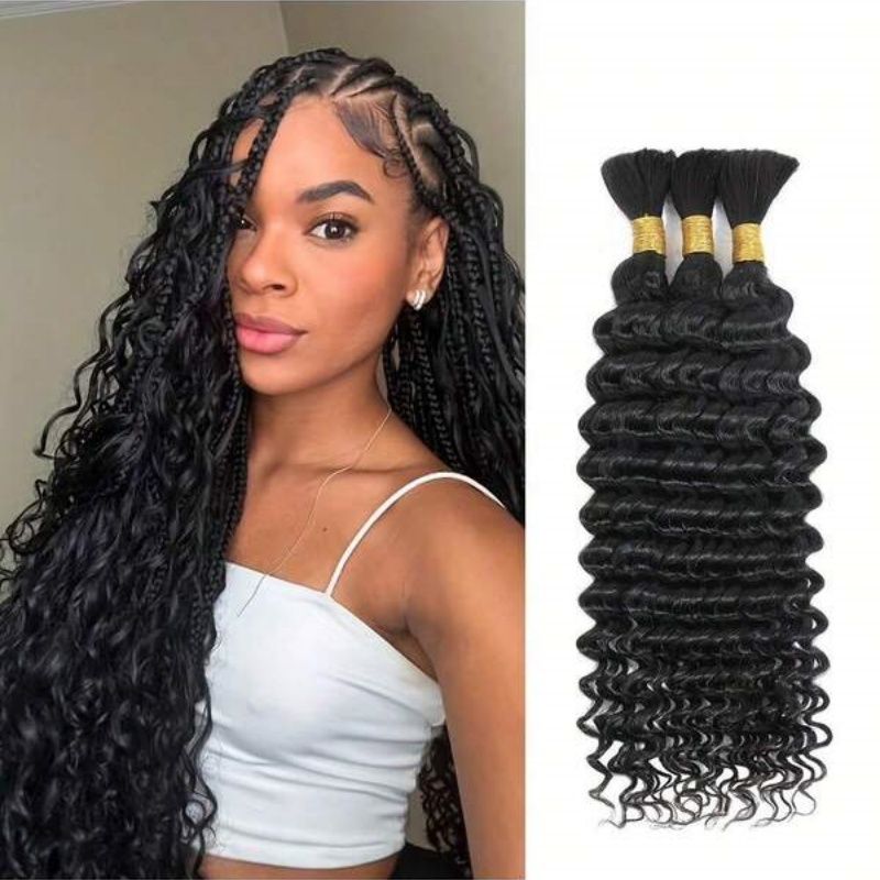 2 Bundel Ekstensi Rambut Manus - Water Wave Bulk Human Hair For Braiding ulasan dan harga