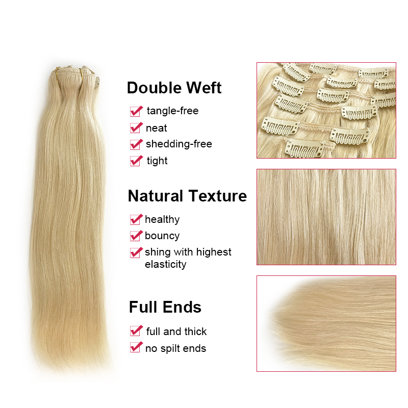Ali Queen 7Pcs Ekstensi Rambut - Seamless Clip In Hair Extensions Human Hair ulasan dan harga