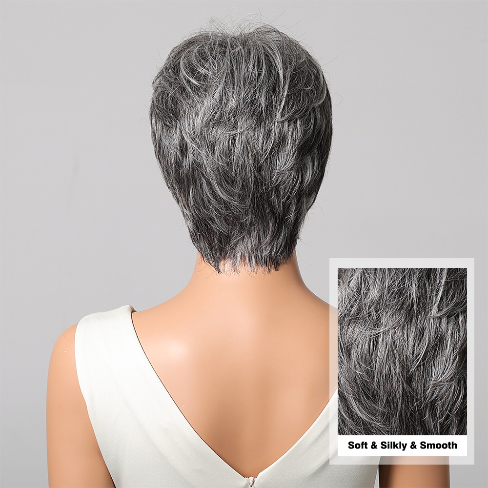 Wig rambut manusia abu-abu Pix - Short Pixie Cut Wig Human Hair Cheap ulasan dan harga