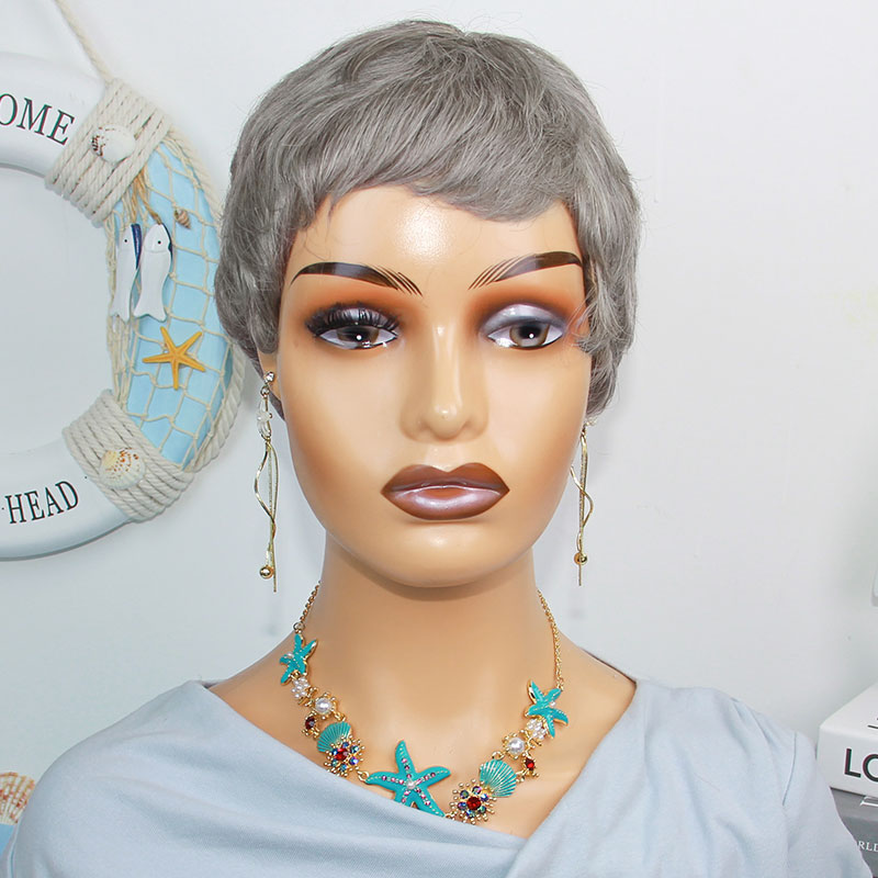 Wig Rambut Manusia Lurus Pende - Short Pixie Cut Wig Human Hair Cheap ulasan dan harga