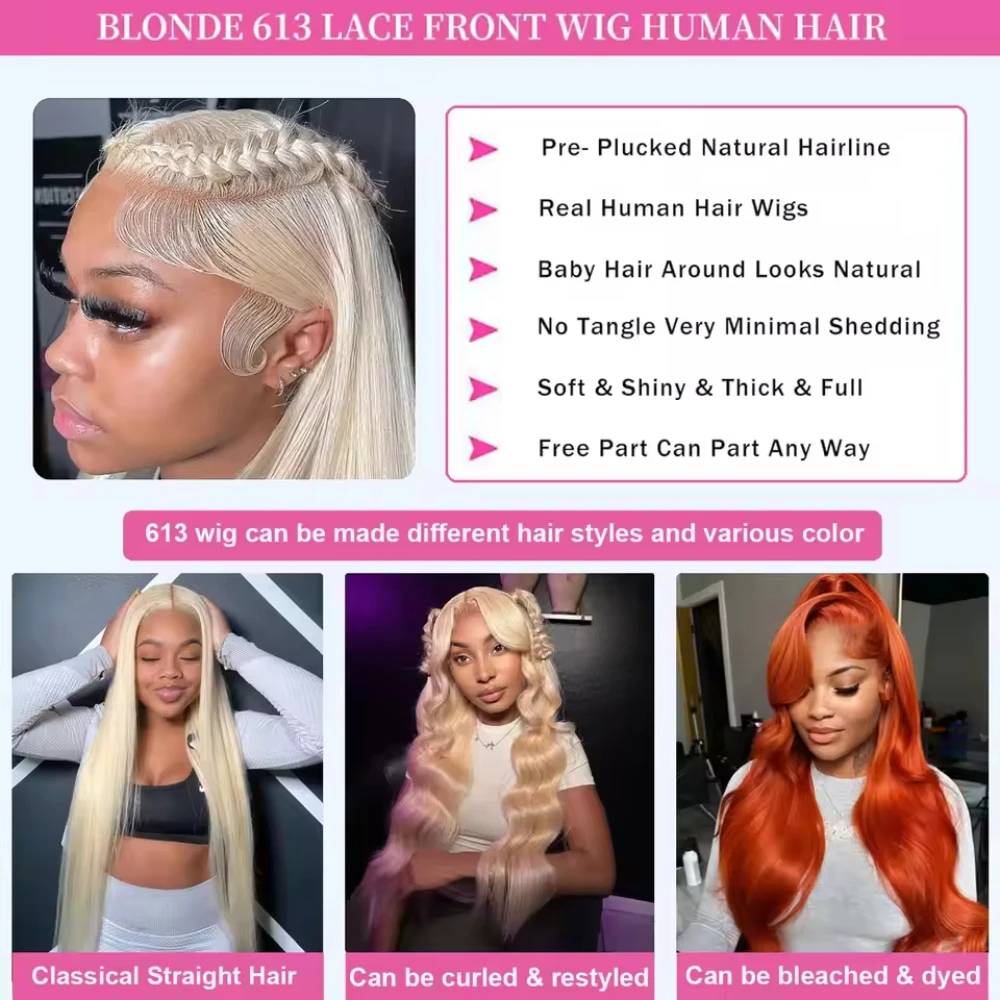 Rambut Manusia 613 Wig Lurus P - Hd Lace Frontal Wig Human Hair Pre Plucked ulasan dan harga