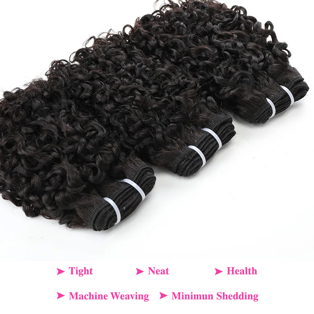 Rambut Pixie Curl dengan Closu - Deep Wave 3 Bundles With Closure ulasan dan harga